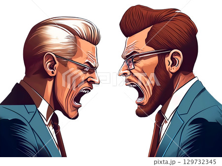 言い争うビジネスマンの3dイラスト 129732345