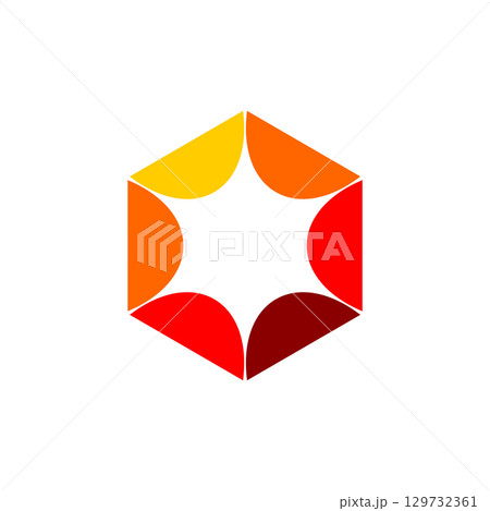 Colorful Star in Hexagon Logo Template Illustration Design. 129732361