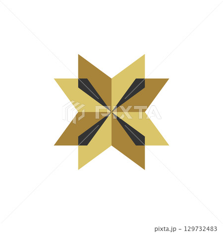 Gold Star Ornamental Logo Template Illustration Design. 129732483