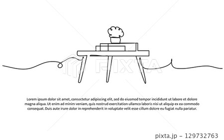 One line of table. Abstract minimal continuous line. 129732763