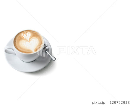 Cafe con Leche A Spanish-style coffee made with equal parts espresso and steamed milk. The side view shows the coffee's 129732938