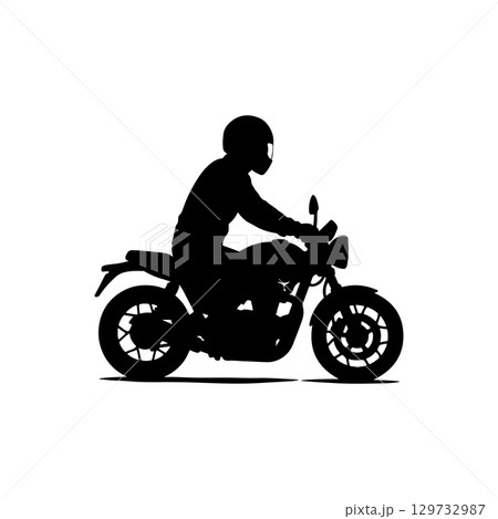 motorcycle rider silhouette on white background person riding bike two wheeler motorbike journey 129732987
