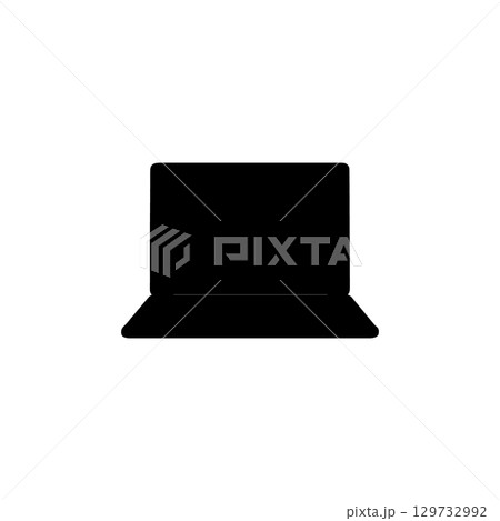 open laptop silhouette portable computer icon for tech and workspace themes 129732992