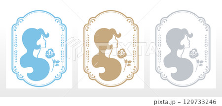 Silhouette of a woman with a rose. Vector graphics. 129733246