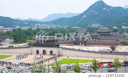 韓国ソウル 景福宮の俯瞰風景 129733285