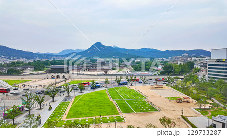 韓国ソウル 景福宮の俯瞰風景 129733287