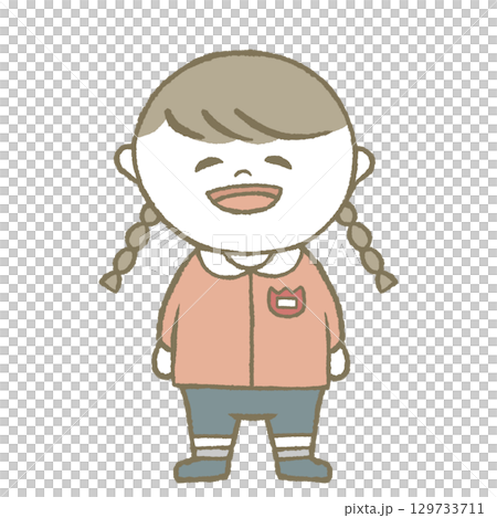 Kindergarten girl in pink 129733711