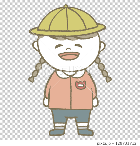 Kindergarten girl in pink 129733712