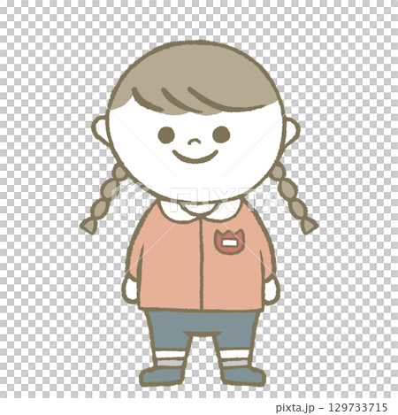 幼稚園児の女の子　ピンク 129733715
