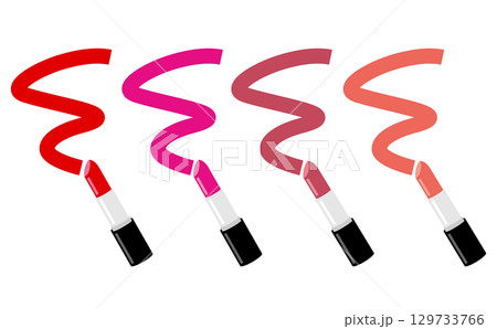 口紅を塗る　イラストセット 129733766