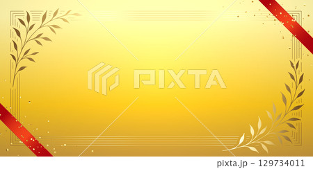 エレガントな金の植物フレームの背景 エレガントな金の植物フレームの背景 129734011