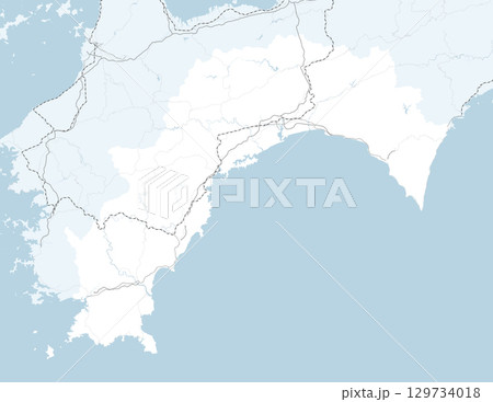 日本の高知県と隣接する都道府県を含む、シンプルなロードマップ 129734018