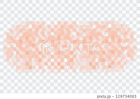 Pixel censor blur mosaic effect on transparent background. Pixelated texture bar. Privacy square content.  129734083