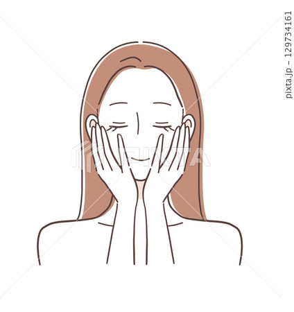 フェイスケアをする女性のイラスト素材 129734161