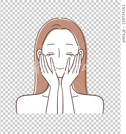 フェイスケアをする女性のイラスト素材 129734161