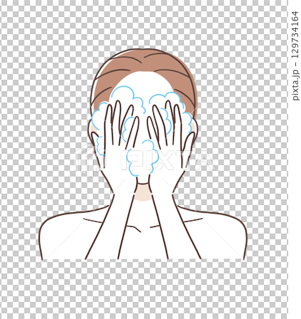 一位婦女洗臉的插圖素材 一位婦女洗臉的插圖素材 129734164