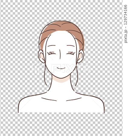 Frontal illustration of a smiling woman Frontal illustration of a smiling woman 129734166