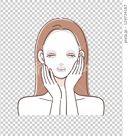 Illustration of a woman moisturizing her face with a face pack Illustration of a woman moisturizing her face with a face pack 129734167