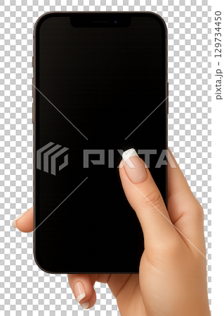 拿著智能手機的女性手 拿著智能手機的女性手 129734450