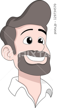 Smiling Cartoon Man with Beard 129734570
