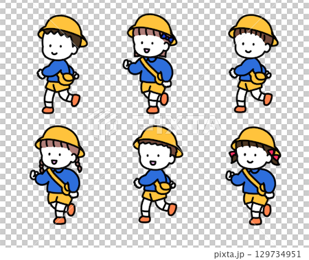 歩く子供たち　お揃い服　帽子バッグあり 129734951