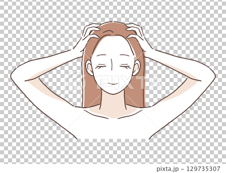 一位女士按摩頭部的插圖素材 一位女士按摩頭部的插圖素材 129735307