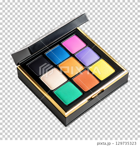 Vibrant Eyeshadow Palette Nine Bold Shades for Stunning Makeup Looks On Transparent Background 129735323