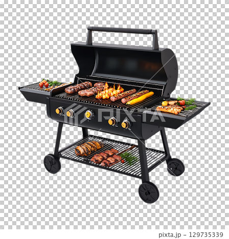 Delicious BBQ Grill Feast Outdoor Cooking Perfection On Transparent Background Delicious BBQ Grill Feast Outdoor Cooking Perfection On Transparent Background 129735339