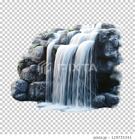 Stunning Cascading Waterfall Natures Serenity On Transparent Background Stunning Cascading Waterfall Natures Serenity On Transparent Background 129735341