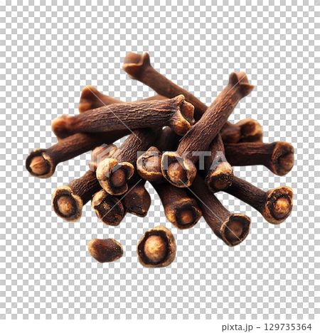 Cloves Aromatic Spice CloseUp View On Transparent Background 129735364