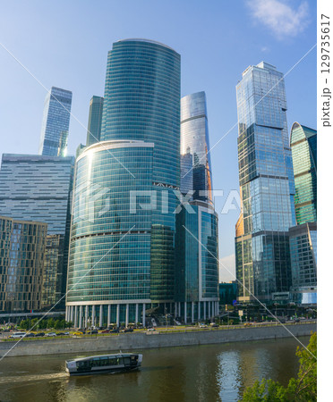 Moscow International Business Center, panoramic view from Taras Shevchenko embankment Moscow International Business Center, panoramic view from Taras Shevchenko embankment 129735617