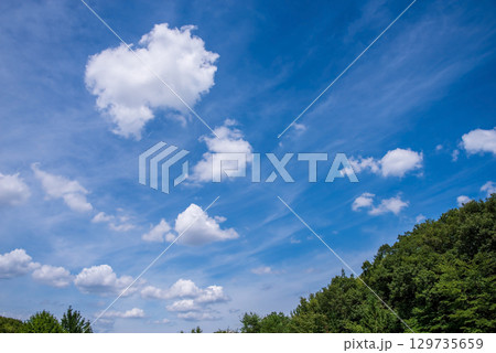 気持ちいい青空と白い雲【風景・背景素材】 気持ちいい青空と白い雲【風景・背景素材】 129735659