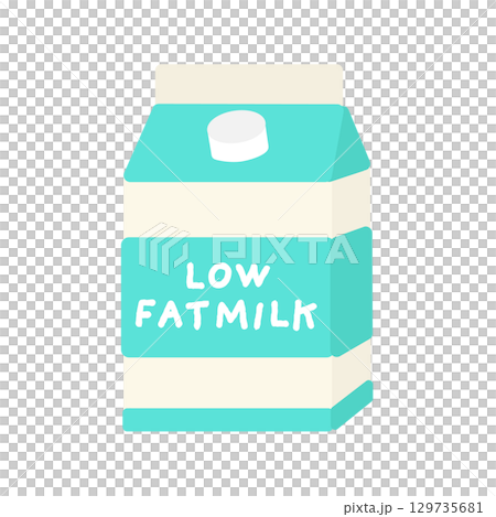 紙パック入りの低脂肪牛乳　イラスト 129735681