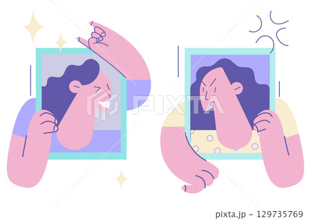 Contrasts in mood and state of mind concept Contrasts in mood and state of mind concept 129735769