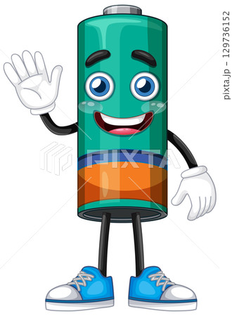 Cheerful Battery Character Illustration 129736152