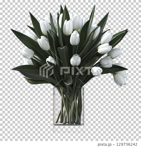 decorative flower in a pot isolate on a transparent background, 3D illustration, cg render decorative flower in a pot isolate on a transparent background, 3D illustration, cg render 129736242