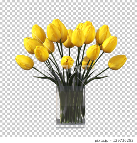 decorative flower in a pot isolate on a transparent background, 3D illustration, cg render 129736282