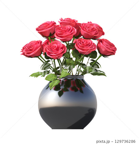 decorative flower in a pot isolate on a transparent background, 3D illustration, cg render decorative flower in a pot isolate on a transparent background, 3D illustration, cg render 129736286