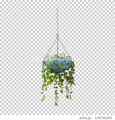decorative flower in a pot isolate on a transparent background, 3D illustration, cg render 129736293