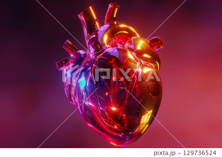 A heart with red veins and a red background 129736524
