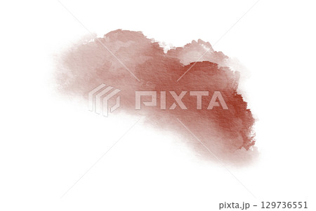 Abstract watercolor burgundy color spot symbolizing blood on transparent background in liquid technique for postcards, websites, invitations, flyers, packaging products, patterns, any composition. 129736551