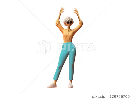 ポーズリアクションする人間の3dレンダリング 129736700