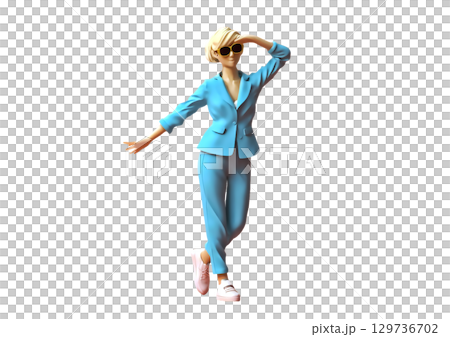 3D rendering of a human reacting to a pose 129736702