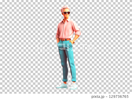 人體對姿勢反應的 3D 渲染 人體對姿勢反應的 3D 渲染 129736765