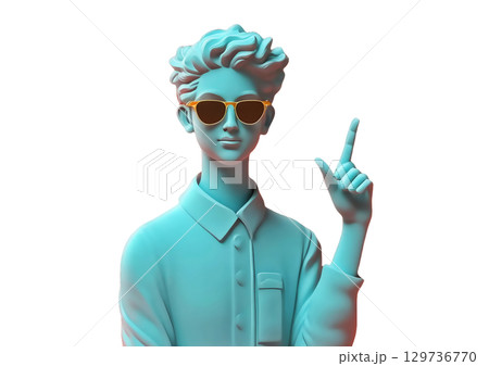 ポーズリアクションする人間の3dレンダリング ポーズリアクションする人間の3dレンダリング 129736770