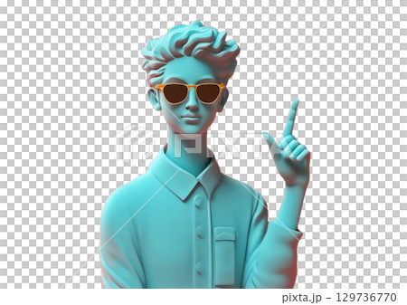 ポーズリアクションする人間の3dレンダリング ポーズリアクションする人間の3dレンダリング 129736770