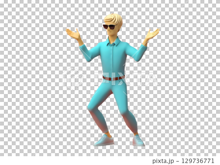 人體對姿勢反應的 3D 渲染 129736771