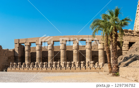 Ancient ruins of Karnak Temple in Luxor, Egypt 129736782