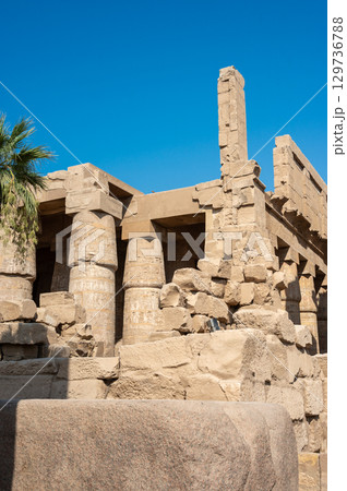 Ancient ruins of Karnak Temple in Luxor, Egypt 129736788