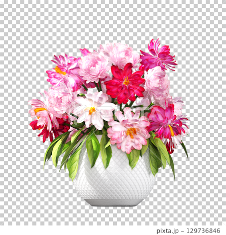 decorative flower in a pot isolate on a transparent background, 3D illustration, cg render decorative flower in a pot isolate on a transparent background, 3D illustration, cg render 129736846